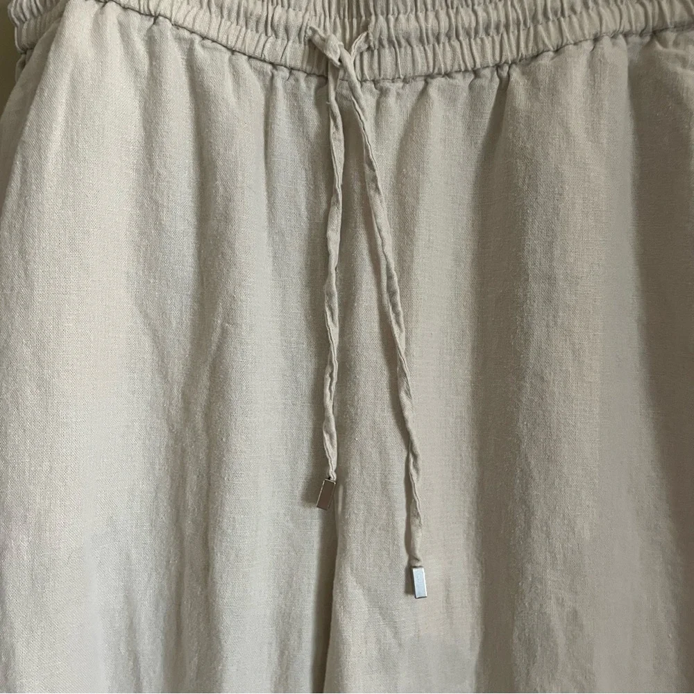 ZARA textured wide leg linen pants
